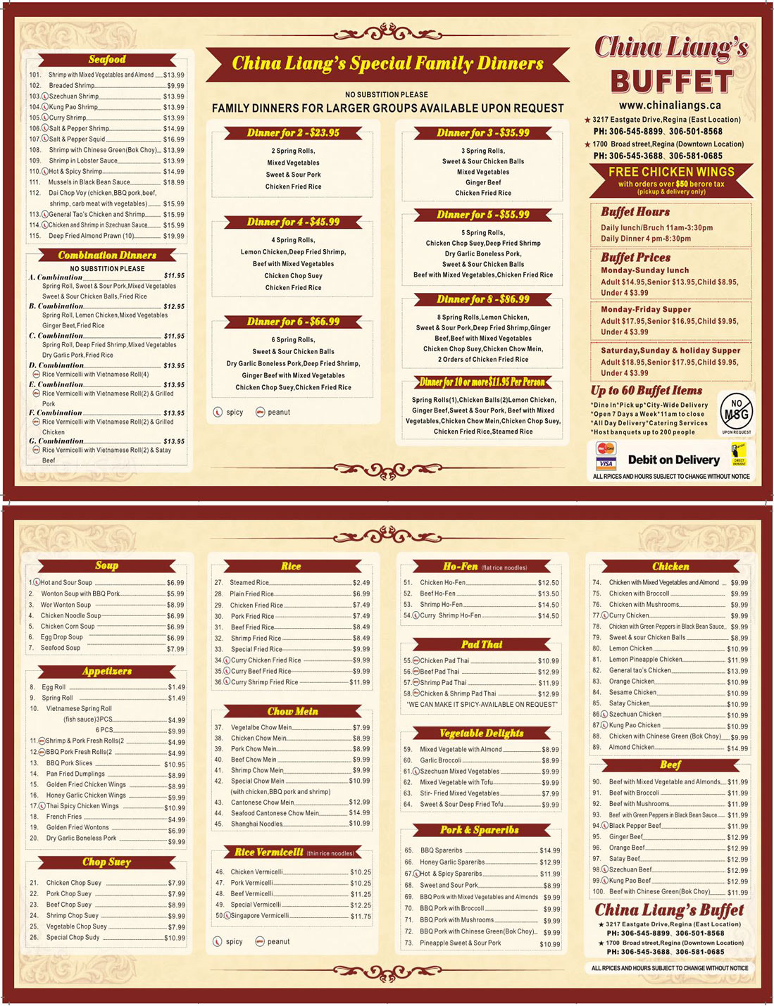 China Liang’s Take Out Menu China Liang’s Take Out Menu