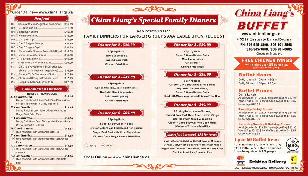 China Liang’s Take Out Menu